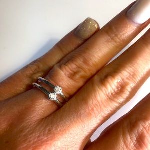 Silpada sterling silver double ring with Cubic Zirconias